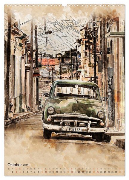 Produktbild: Cuba Retro Kalender (Wandkalender 2026 DIN A2 hoch), CALVENDO Monatskalender