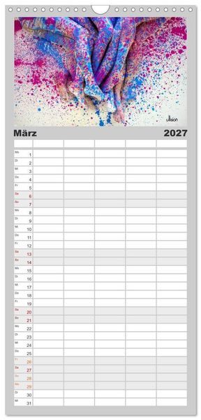 Produktbild: Familienplaner 2027 - FARBSPIELE - Akt im Feuerwerk der Farben mit 5 Spalten (Wandkalender, 21 x 45 cm) CALVENDO