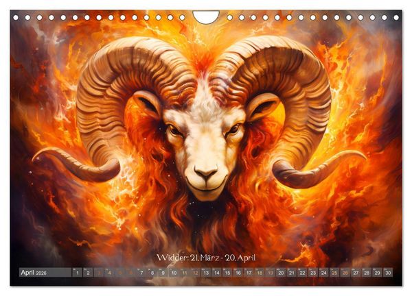 Produktbild: Sternzeichen-Kalender - Galaktische Portr&auml;ts mit Datum (Wandkalender 2026 DIN A4 quer), CALVENDO Monatskalender