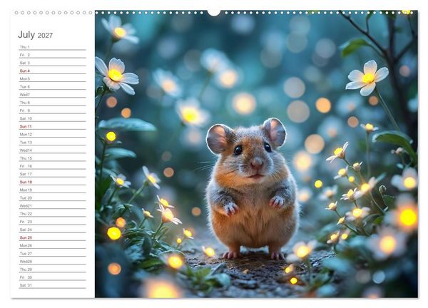 Produktbild: Hamster's Bedtime Calendar - Twelve magical dream worlds (Wall Calendar 2027 DIN A2 landscape), CALVENDO 12 Month Wall Calendar