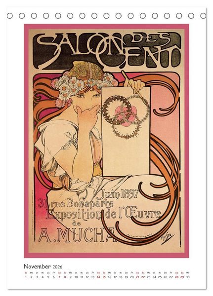 Produktbild: Alfons Mucha - Eine Hommage in zw&ouml;lf Monaten (Tischkalender 2026 DIN A5 hoch), CALVENDO Monatskalender