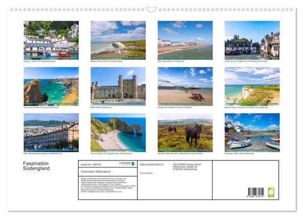 Produktbild: Faszination S&uuml;dengland (Wandkalender 2026 DIN A2 quer), CALVENDO Monatskalender