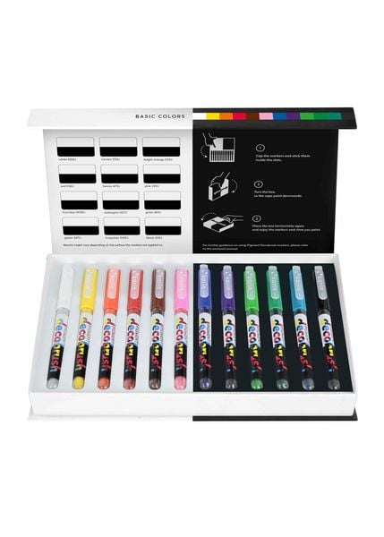 KARIN Marker PIGMENT decobrush Basic Colors Collection, 12er Set