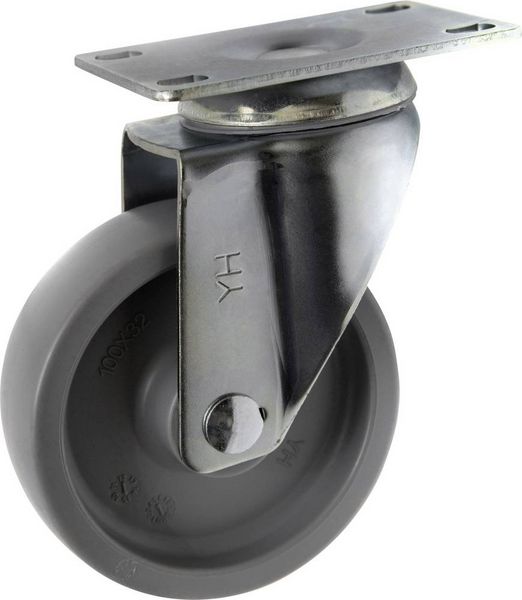 Produktbild: TOOLCRAFT TO-5137935 Lenkrolle 100mm mit Anschraubplatte Tragf&auml;higkeit (max.): 125kg