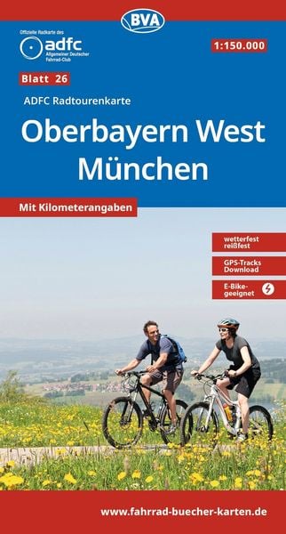 Produktbild: BVA ADFC Radtourenkarte Oberbayern West M&uuml;nchen 1:150.000