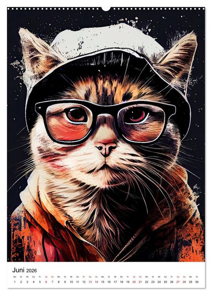 Produktbild: Hipster Katzen (Wandkalender 2026 DIN A2 hoch), CALVENDO Monatskalender
