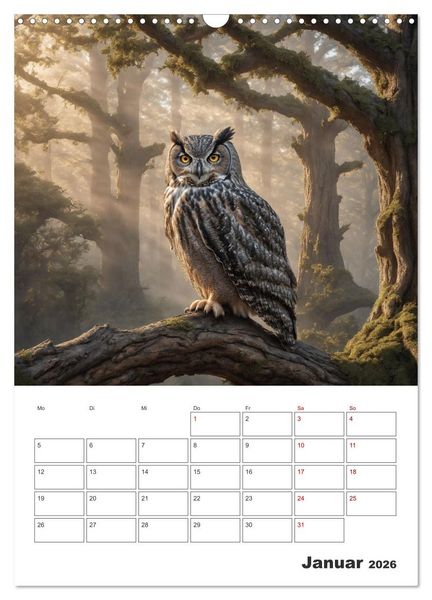 Produktbild: Eulen und K&auml;uze - Diese Wesen der Nacht (Wandkalender 2026 DIN A3 hoch), CALVENDO Monatskalender