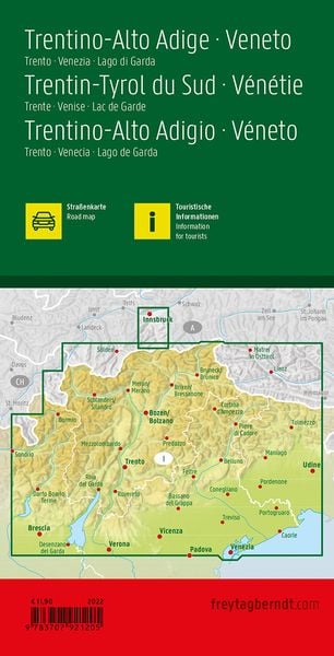 Trentino-Südtirol - Venetien, Straßenkarte 1:200.000, freytag & berndt