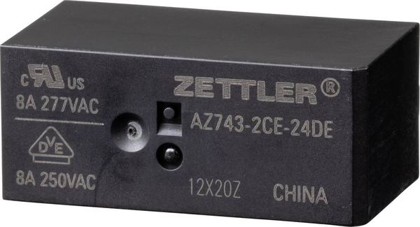 Produktbild: Zettler Electronics AZ743-2CE-24DE Powerrelais 24 V/DC 8A 1St.
