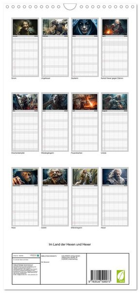 Produktbild: Familienplaner 2026 - Im Land der Hexen und Hexer mit 5 Spalten (Wandkalender, 21 x 45 cm) CALVENDO