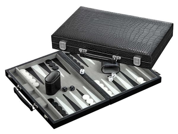 Produktbild: Backgammon grau, medium, Kunstleder