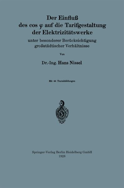 Produktbild: Der Einflu&szlig; des cos &phi; auf die Tarifgestaltung der Elektrizit&auml;tswerke