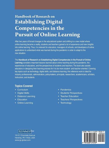 Produktbild: Handbook of Research on Establishing Digital Competencies in the Pursuit of Online Learning