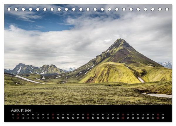 Produktbild: Islands Landschaften - Wasser, Eis und gr&uuml;nes Moos (Tischkalender 2026 DIN A5 quer), CALVENDO Monatskalender