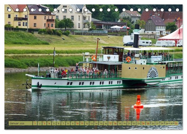 Produktbild: Seitenraddampfer &ndash; In Sachsen von K&ouml;nigstein bis Bad Schandau (Tischkalender 2026 DIN A5 quer), CALVENDO Monatskalender