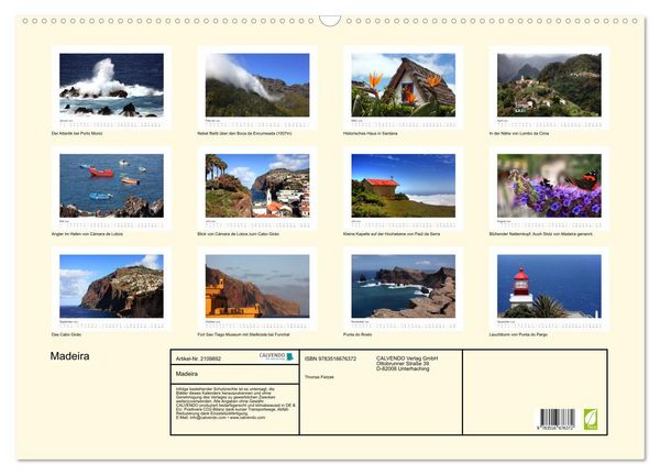 Produktbild: Madeira (Wandkalender 2026 DIN A2 quer), CALVENDO Monatskalender
