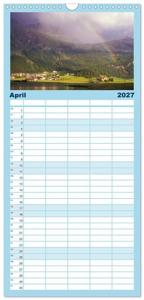 Produktbild: Familienplaner 2027 - Graub&uuml;nden Engadin mit 5 Spalten (Wandkalender, 21 x 45 cm) CALVENDO