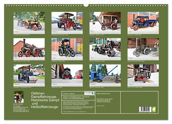 Produktbild: Oldtimer-Dampffahrzeuge. Historische Dampf- und Hei&szlig;luftfahrzeuge (Wandkalender 2026 DIN A2 quer), CALVENDO Monatskalender