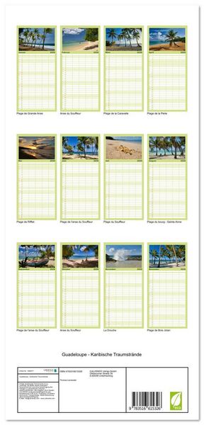 Produktbild: Familienplaner 2026 - Guadeloupe - Karibische Traumstr&auml;nde mit 5 Spalten (Wandkalender, 21 x 45 cm) CALVENDO