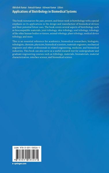 Produktbild: Applications of Biotribology in Biomedical Systems