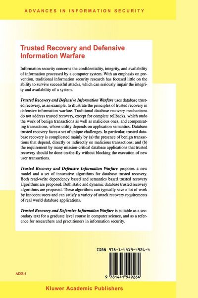 Produktbild: Trusted Recovery and Defensive Information Warfare