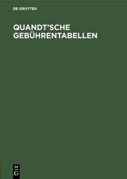 Produktbild: Quandt'sche Geb&uuml;hrentabellen