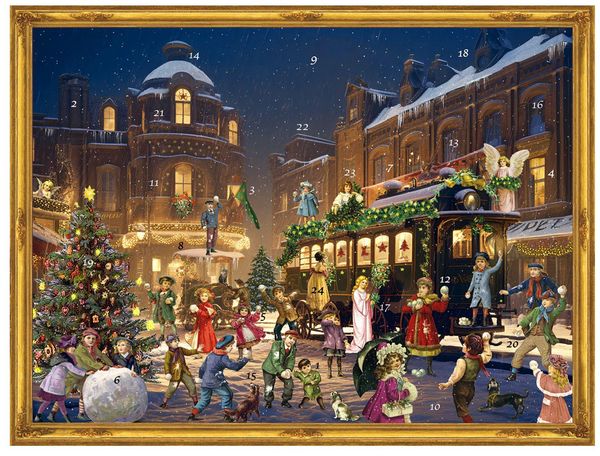 Produktbild: Adventskalender, viktorianisch "Weihnachtlicher Bahnhof"