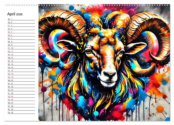 Produktbild: Street Art Sternzeichen (hochwertiger Premium Wandkalender 2026 DIN A2 quer), Kunstdruck in Hochglanz
