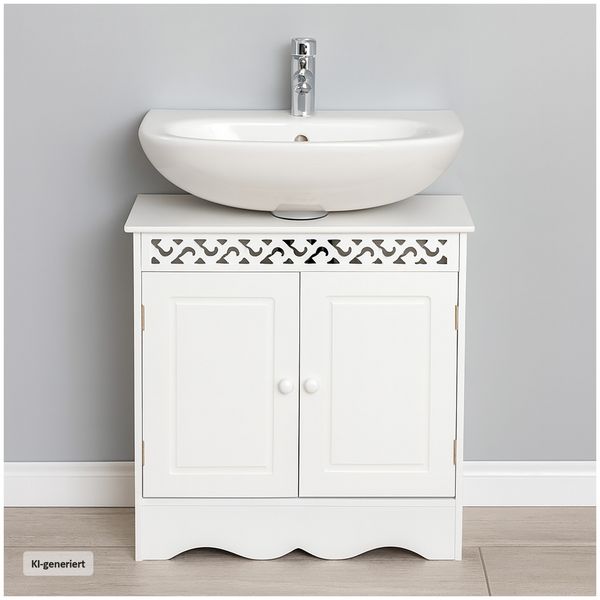 Produktbild: HTI-Living Waschbeckenunterschrank Wei&szlig; Landhausstil f&uuml;r Bad und G&auml;ste-WC