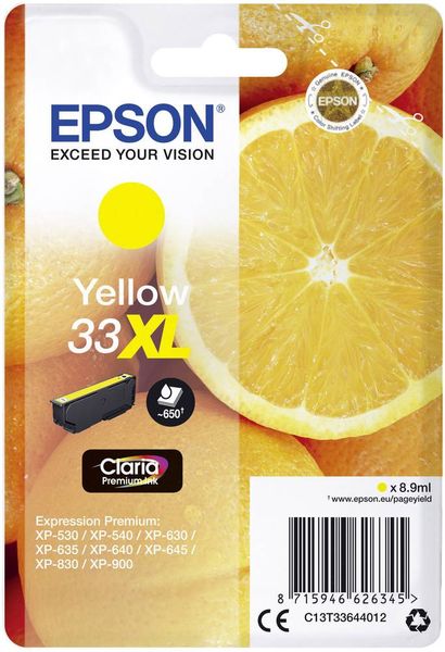 Epson Druckerpatrone T3364, 33XL Original Gelb C13T33644012