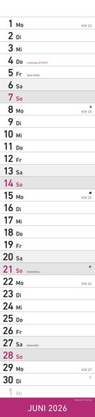 Produktbild: Streifenplaner PINK 2026 - Streifenkalender - Wandplaner - Küchen-Kalender - 11,3x49,5