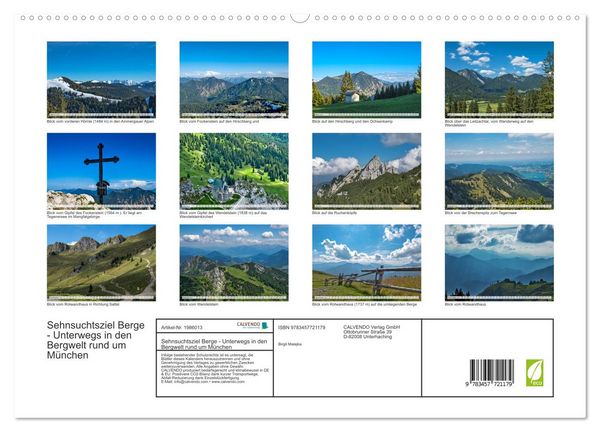 Produktbild: Sehnsuchtsziel Berge - Unterwegs in den Bergwelt rund um M&uuml;nchen (hochwertiger Premium Wandkalender 2026 DIN A2 quer), Kunstdruck in Hochglanz