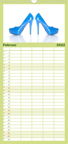 Produktbild: Familienplaner Farbenfrohe High Heels (Wandkalender 2022 , 21 cm x 45 cm, hoch)