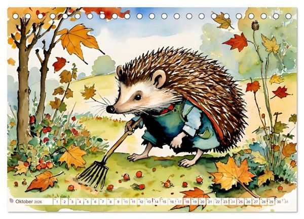 Produktbild: Bei Familie Igel (Tischkalender 2026 DIN A5 quer), CALVENDO Monatskalender