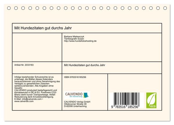 Produktbild: Mit Hundezitaten gut durchs Jahr (Tischkalender 2026 DIN A5 quer), CALVENDO Monatskalender