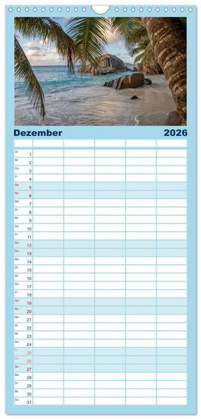 Produktbild: Familienplaner 2026 - Seychellen - Trauminseln im Indischen Ozean mit 5 Spalten (Wandkalender, 21 x 45 cm) CALVENDO