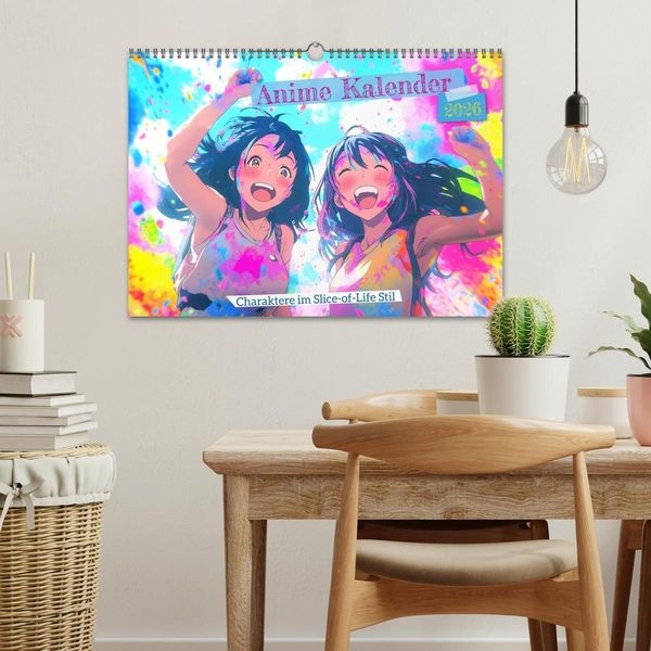 Produktbild: Anime Kalender &ndash; Charaktere im Slice-of-Life Stil (Wandkalender 2026 DIN A3 quer), CALVENDO Monatskalender