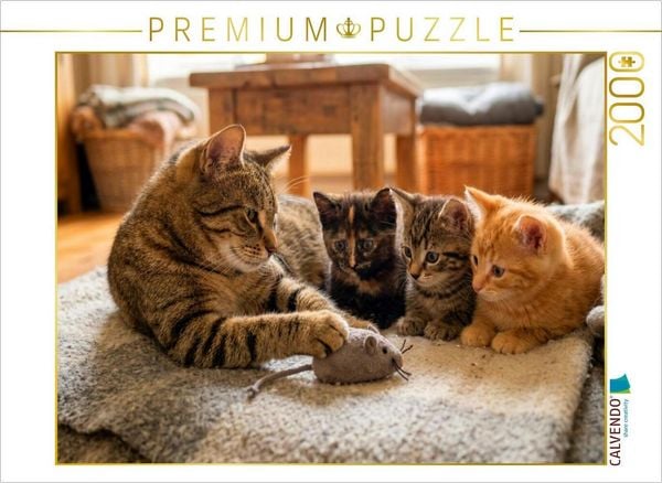 CALVENDO Puzzle Mauserklärung - Katzenmutter und Kätzchen | 2000 Teile Lege-Größe 90x67cm Foto-Puzzle für glückliche Stunden