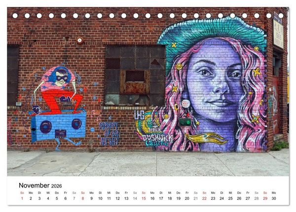 Produktbild: Brooklyn Street Art (Tischkalender 2026 DIN A5 quer), CALVENDO Monatskalender