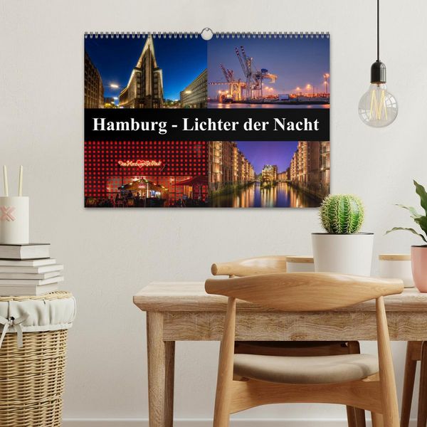 Produktbild: Hamburg - Lichter der Nacht (Wandkalender 2026 DIN A3 quer), CALVENDO Monatskalender