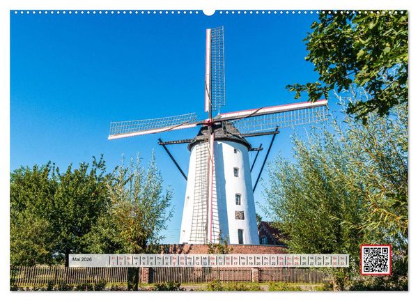 Produktbild: Die sch&ouml;nsten Windm&uuml;hlen am Niederrhein (hochwertiger Premium Wandkalender 2026 DIN A2 quer), Kunstdruck in Hochglanz