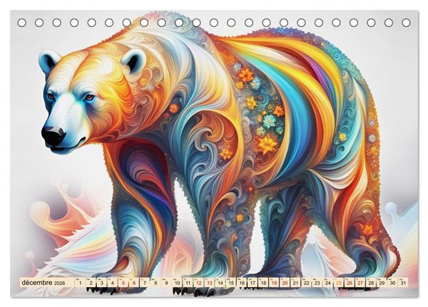 Produktbild: Les fractales animales (Calendrier de bureau 2026 DIN A5 vertical), CALVENDO calendrier mensuel