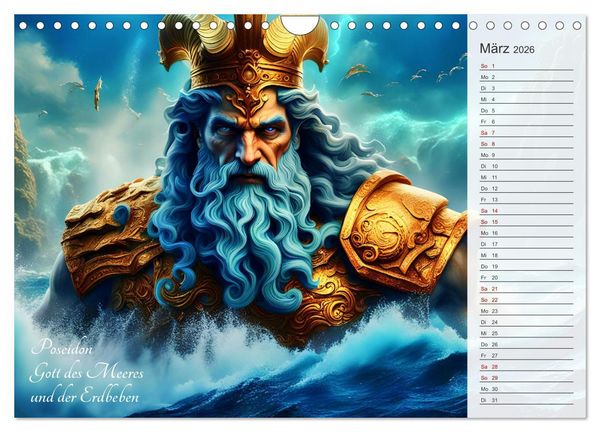 Produktbild: Die Unsterblichen - Griechische KI-G&ouml;ttinnen und KI-G&ouml;tter (Wandkalender 2026 DIN A4 quer), CALVENDO Monatskalender