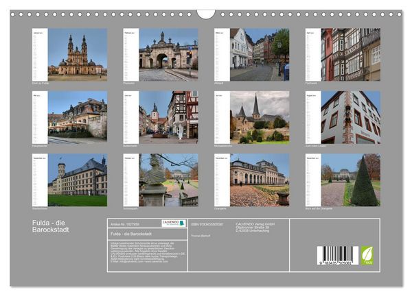 Fulda - die Barockstadt (Wandkalender 2025 DIN A3 quer), CALVENDO Monatskalender