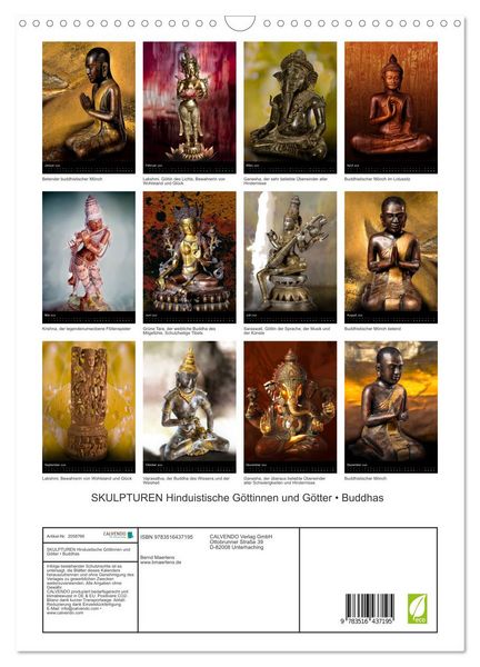 Produktbild: SKULPTUREN Hinduistische G&ouml;ttinnen und G&ouml;tter &bull; Buddhas (Wandkalender 2026 DIN A3 hoch), CALVENDO Monatskalender