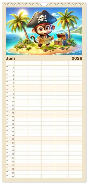 Produktbild: Familienplaner 2026 - Kleine Piraten, Gro&szlig;e Tr&auml;ume" - Ein Kalender f&uuml;r junge Entdecker mit 5 Spalten (Wandkalender, 21 x 45 cm) CALVENDO