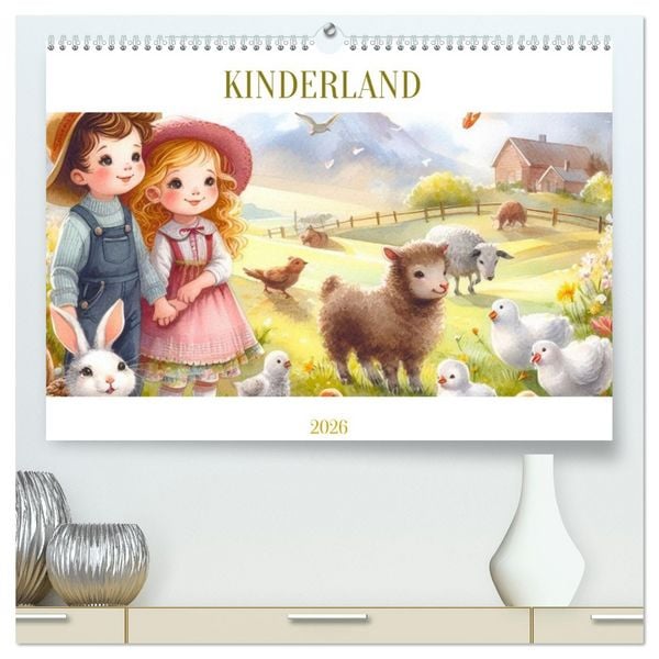 Produktbild: KINDERLAND (hochwertiger Premium Wandkalender 2026 DIN A2 quer), Kunstdruck in Hochglanz