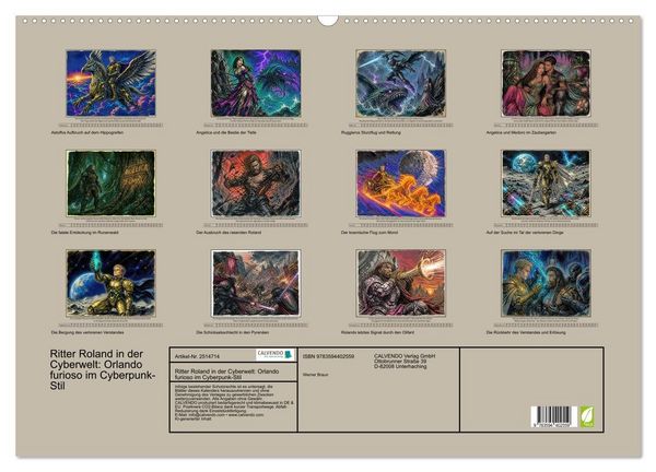 Produktbild: Ritter Roland in der Cyberwelt: Orlando furioso im Cyberpunk-Stil (Wandkalender 2027 DIN A2 quer), CALVENDO Monatskalender