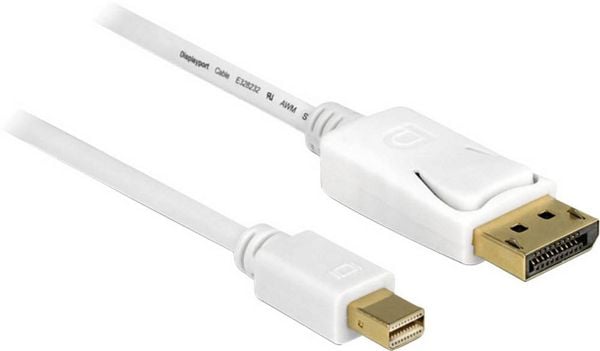 Produktbild: Delock Mini-DisplayPort / DisplayPort Adapterkabel Mini DisplayPort Stecker, DisplayPort Stecker 7.00 m Wei&szlig; 83485 vergoldete Steckkontakte