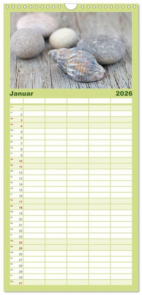 Produktbild: Familienplaner 2026 - Strandgut und Meer mit 5 Spalten (Wandkalender, 21 x 45 cm) CALVENDO